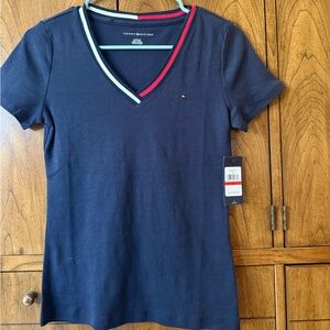 Brand new with tags Navy blue Tommy Hilfiger V-neck t-shirt size XS